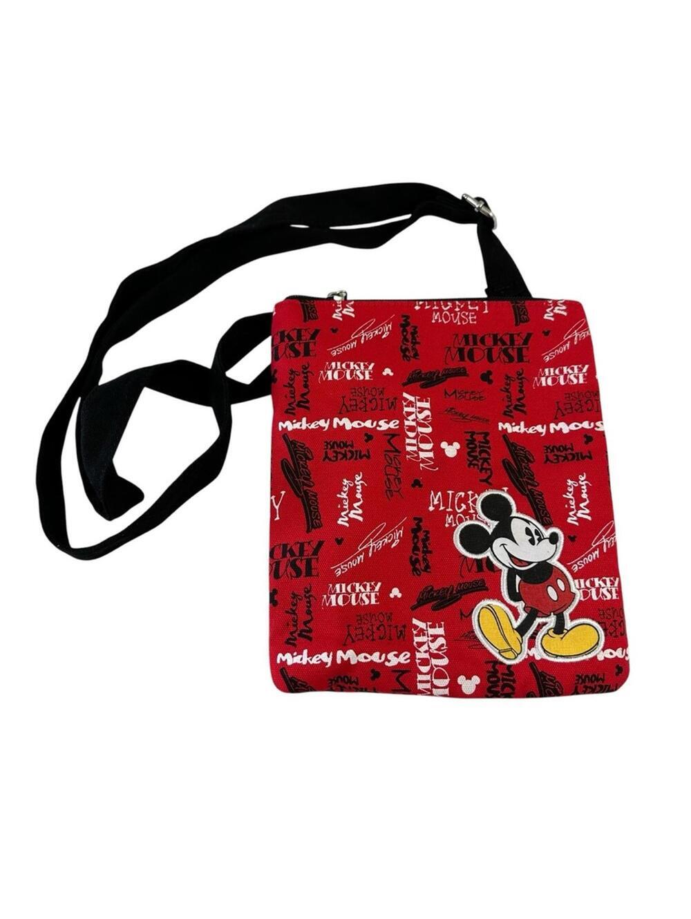 NWT Disney Parks Mickey Mouse Autograph Red Crossbody Purse